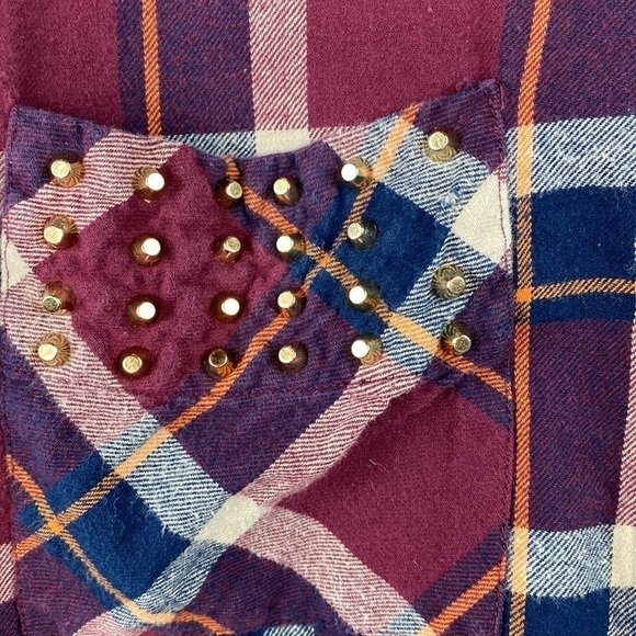 Audrey 3 +1 Maroon Flannel Cotton Button Down- Size Small - Picture 4 of 13